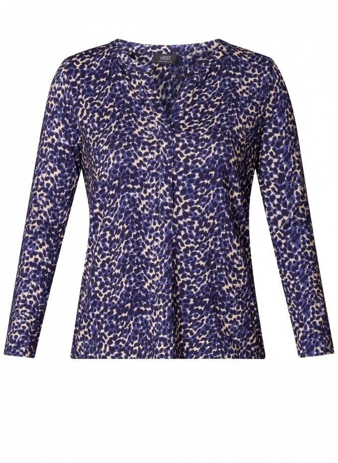 YEST CURVE Valery Essential Tops - Dark Navy/Multi Colo - maat 2(50)