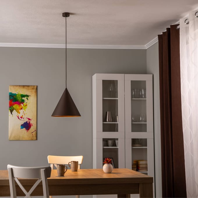 Hanglamp CONO Brons Metaal 1xE27 32cm - Stijlvolle Plafondlamp