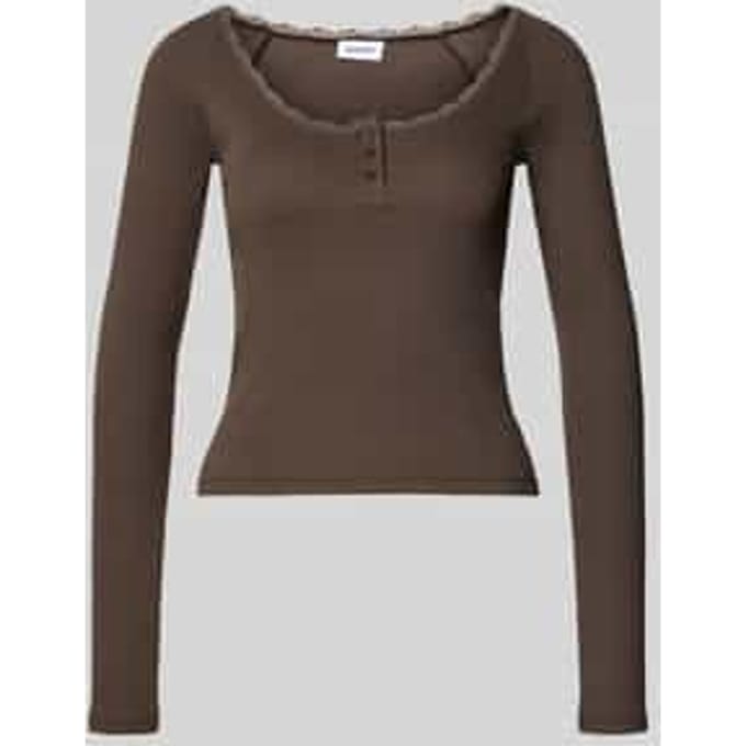 Noisy May Dames T-Shirt Knoopsluiting Ronde hals Kantboord