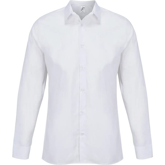 SOLS Unisex Volwassen Bailey Poplin Lange Mouwen Shirt (Wit)