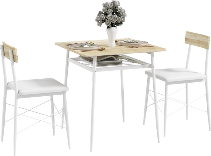 HOMCOM-Eettafelset-Staal-70x70x75cm-Eiken