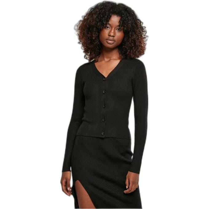 Urban Classics - Short Rib Knit Cardigan - M - Zwart