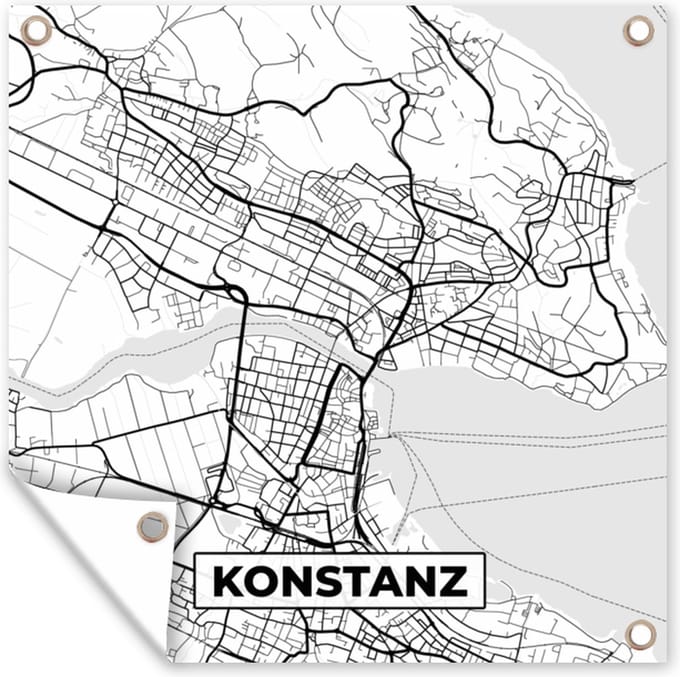 Tuindoek Konstanz - Plattegrond - Kaart - Stadskaart - 100x100 cm