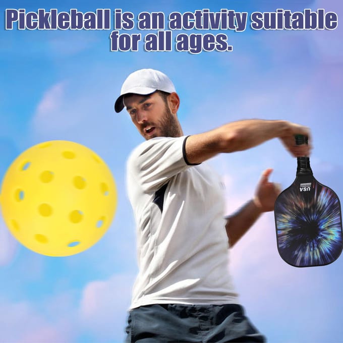 Fiberglas Pickleball Rackets Set Pickleball Paddle Set van 2 Rackets en 4 Pickleballs Ballen veelkleurig