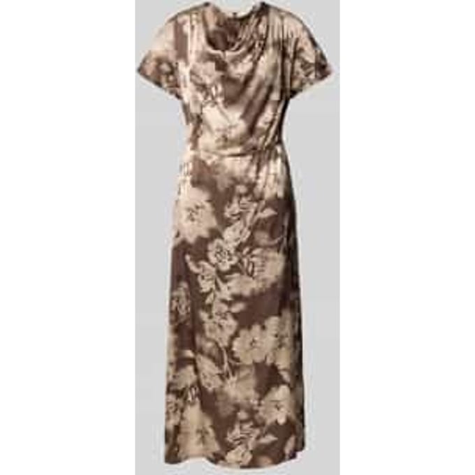 midi-jurk van viscose met cascadehals