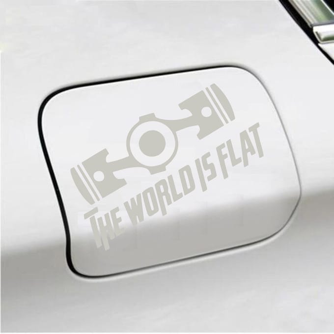 Bumpersticker - The World Is Flat - 14 X 19 - Zilver