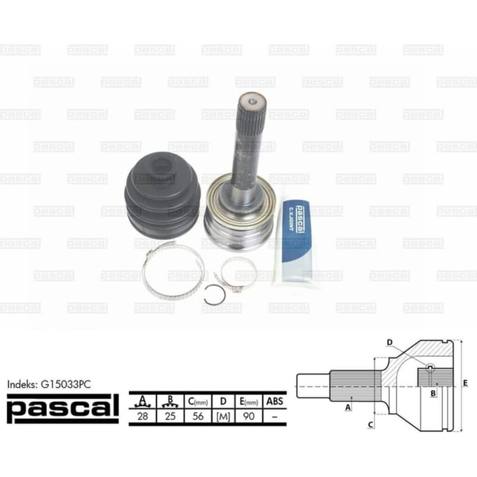 Homokineet reparatie set, aandrijfas PASCAL G15033PC