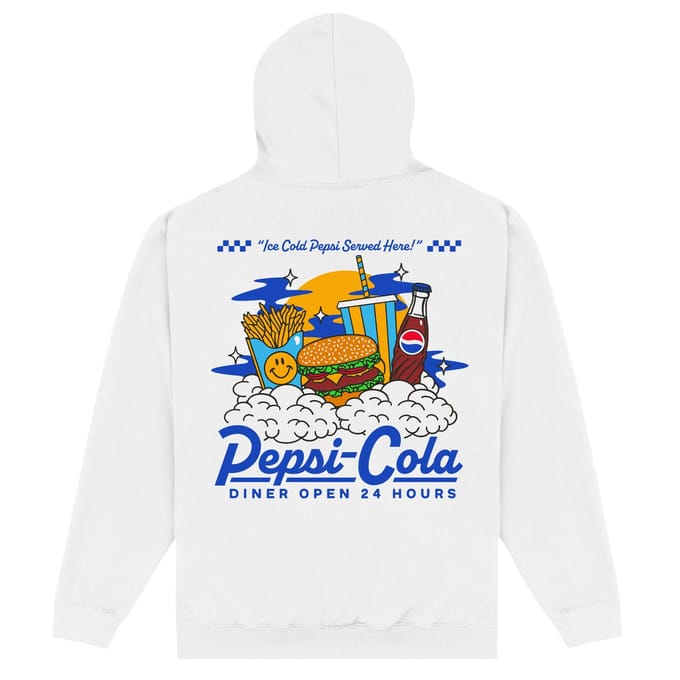 Pepsi Co. Diner Open 24 Hours Hoodie - White - XXL
