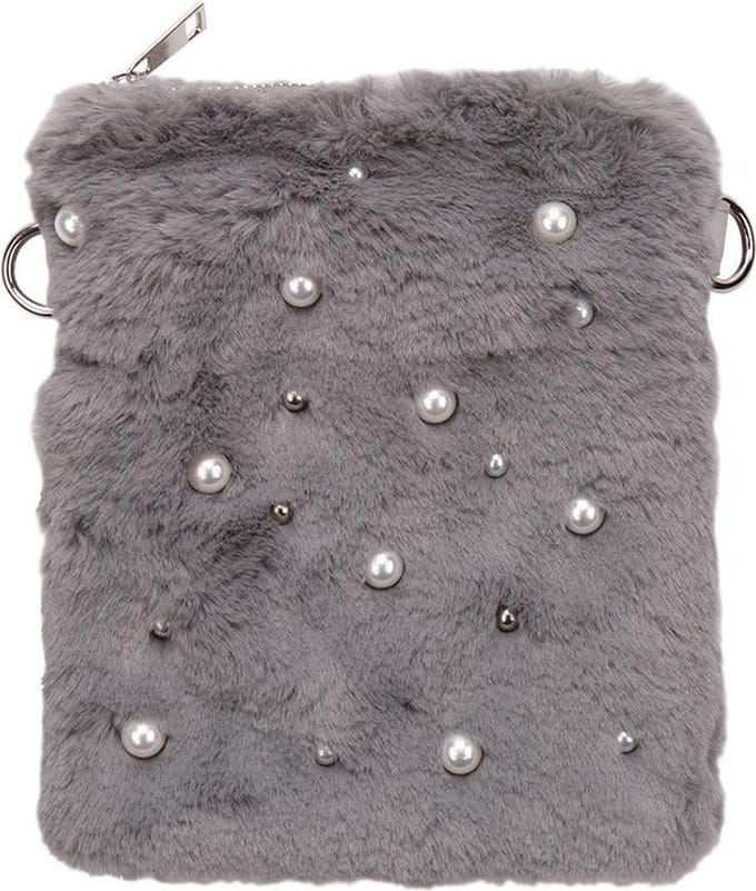 Yehwang - Bag Pearls and Fur - Grijs
