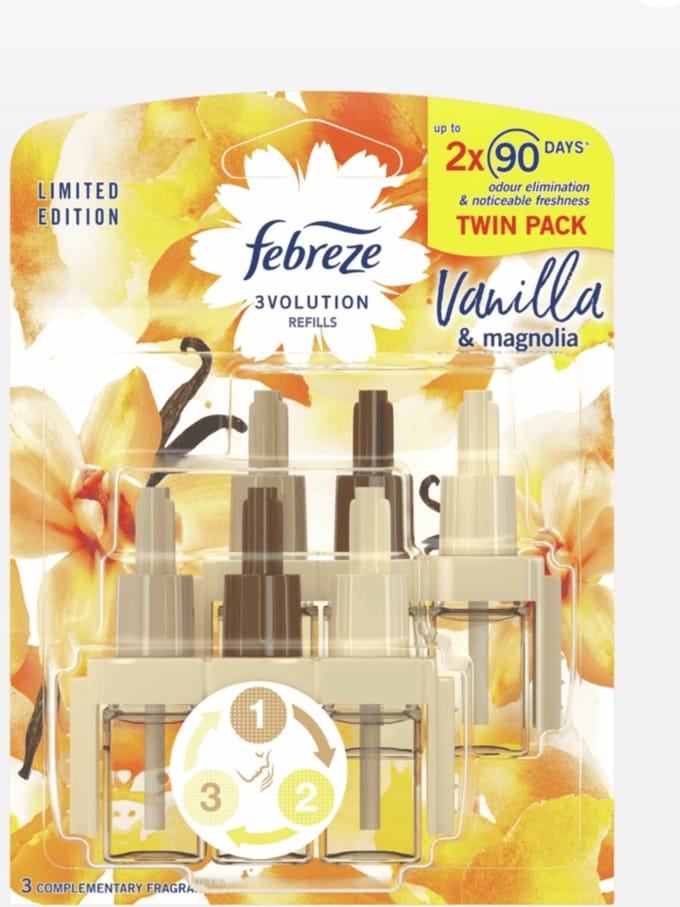 Ambi pur febreze 3 volution vanille & magnolia 2x20 ml - 2x 90 dagen- limited editon