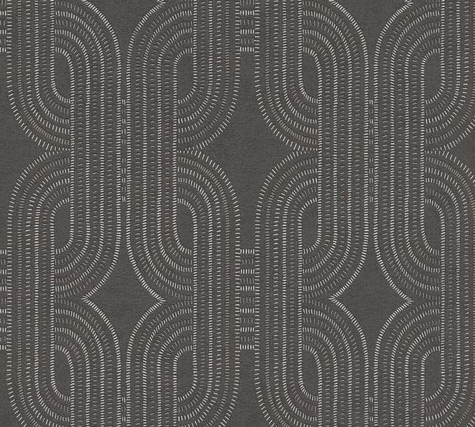 RETRO BEHANG | Grafisch - Zwart Bruin Metallic - A.S. Création French Affair