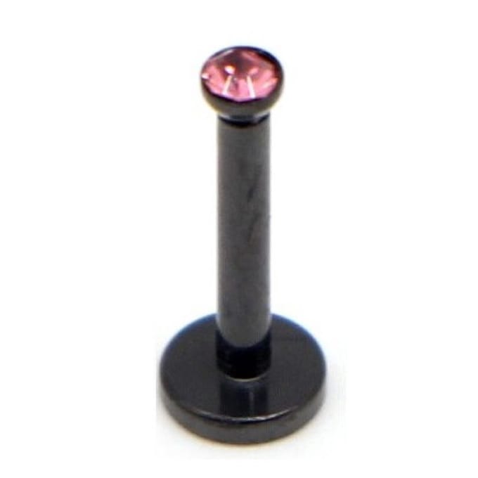 Zwart Met Steen - Tragus / Helix / Labret Piercing