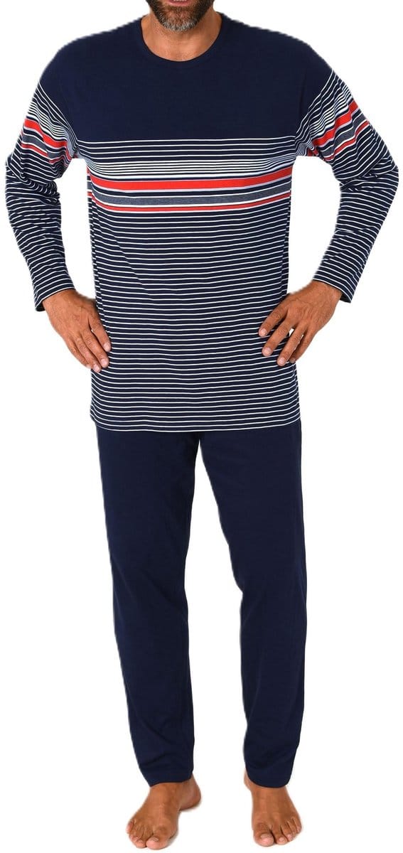 Lange Normann herenpyjama in een elegante gestreepte look