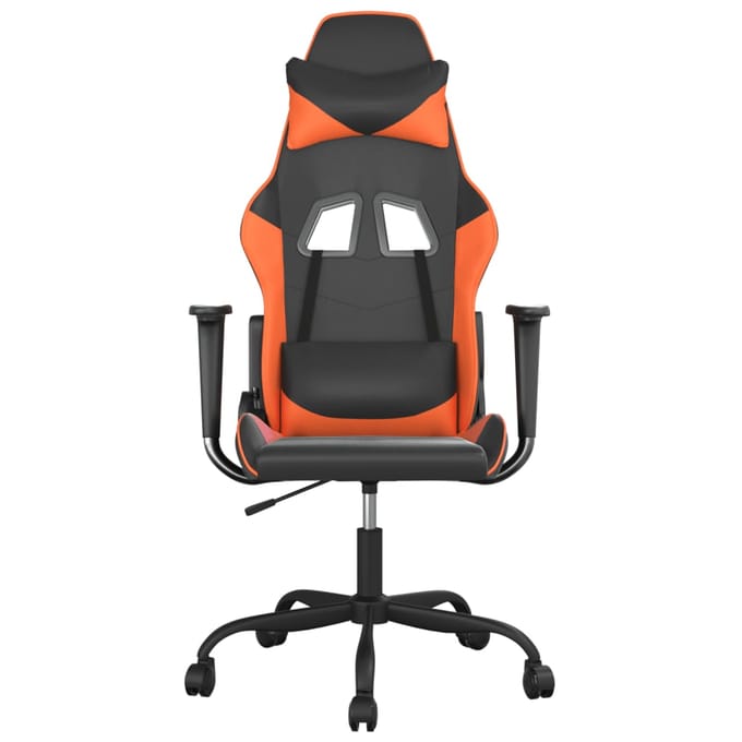 vidaXL - Massage - gamestoel - kunstleer - zwart - en - oranje