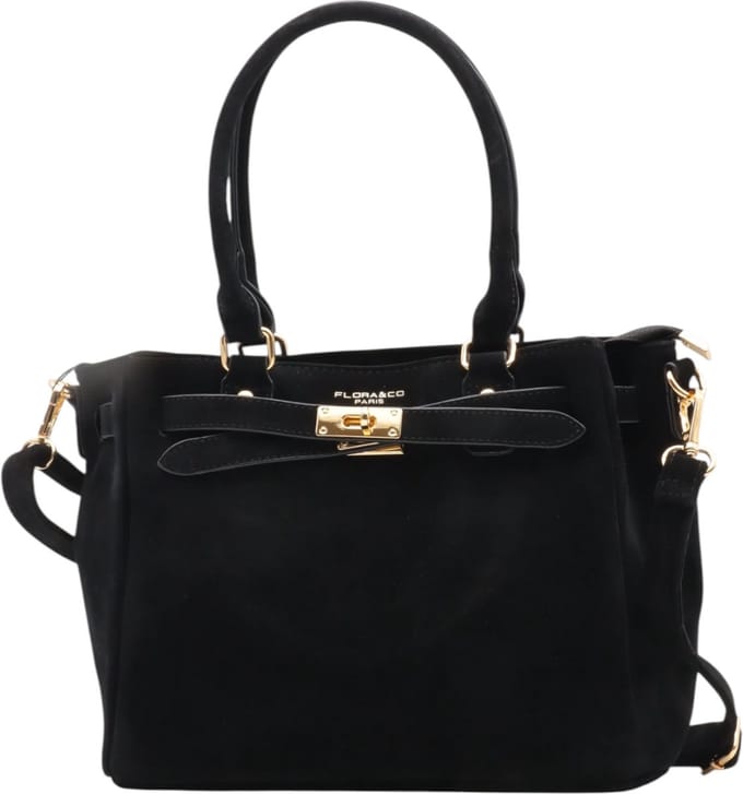 Flora&Co - Handtas - Suede look - zwart