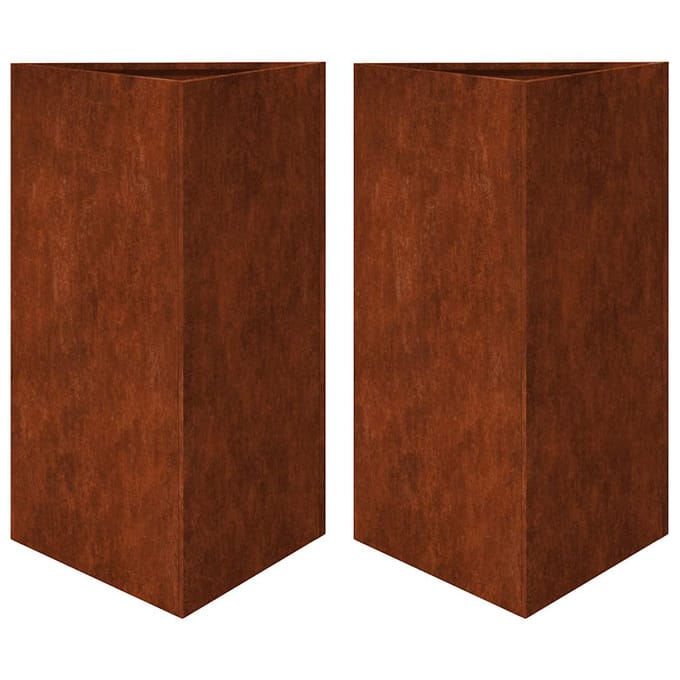vidaXL - Plantenbakken - 2 - st - Driehoekig - 50x43x75 - cm - weervast - staal