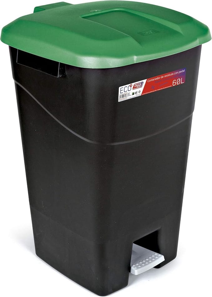 Afvalemmer 60 liter met pedaal en groene deksel