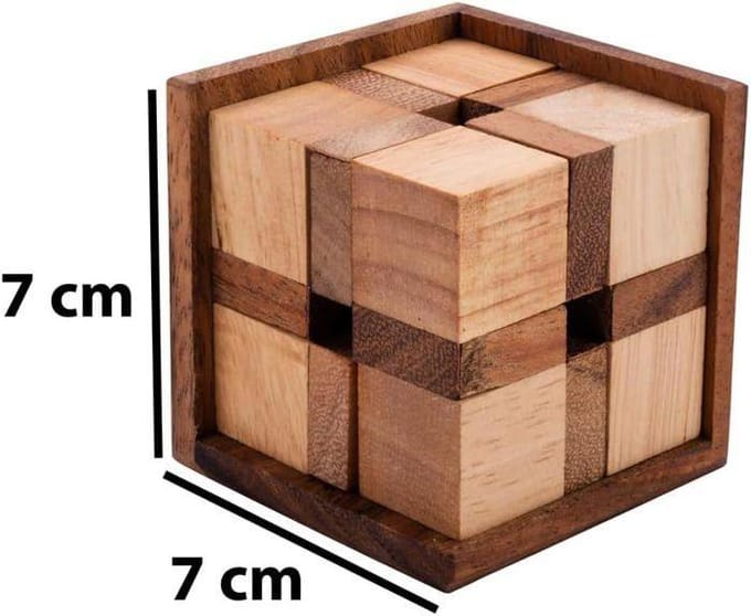 Crazy Cube en Bois - Casse-Tête Difficile Niveau 4/5 - Jeu de Logique Adulte et Enfant Dès 10 Ans - 9 Pièces - 7 cm vert