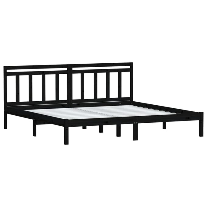 vidaXL - Bedframe - massief - grenenhout - zwart - 200x200 - cm