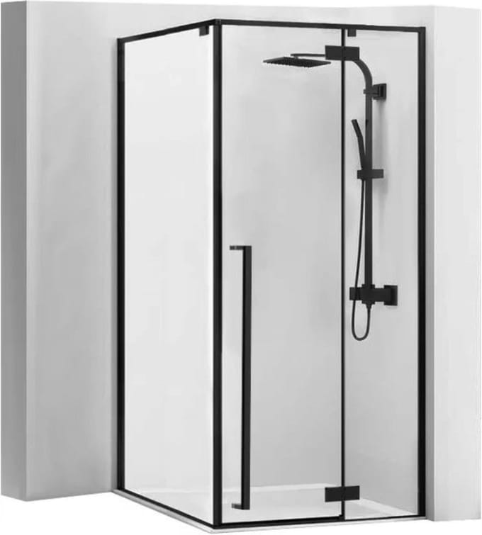 Rea Fargo Black 90X90 U - 195 cm - Douchecabine - Vierkant - Zwart