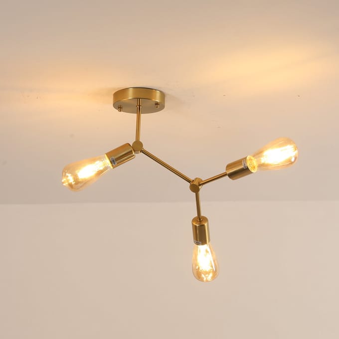 Haobosic - Design Plafondlamp - Goud - 3-Licht - E27 (Excl. Lamp)