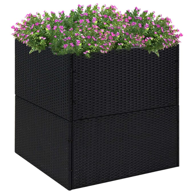vidaXL - Plantenbak - 80x80x80 - cm - poly - rattan - zwart