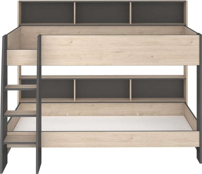 Parisot - Stapelbed Leo - Eik/Grijs - incl. 2 koudschuimmatrassen – 90x200