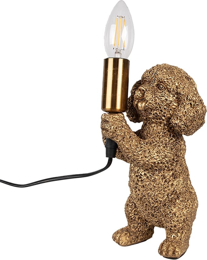 Clayre & Eef Tafellamp Hond 11x13x23 cm Goudkleurig Kunststof