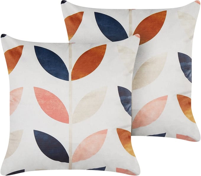 QUINOA - Sierkussen set van 2 - Gebroken wit - 45 x 45 cm - Fluweel
