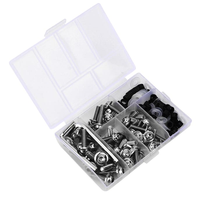 Kit de 158 clés universelles pour boulons de carénage et joints de moto, accessoires argentés
