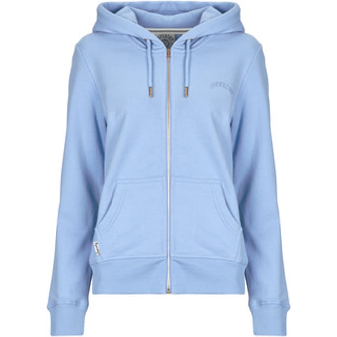 Superdry Essential Logo Halfgeborstelde Hoodie met Rits Blue Grootte: 42