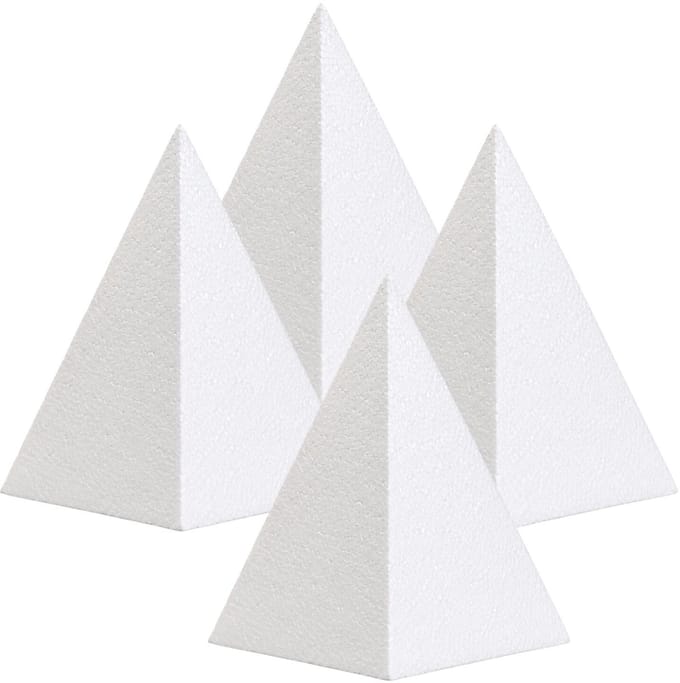Piepschuim vormen - piramide - 4x - H20 x D11 cm - styropor hobby / DIY vorm - basis knutselfiguren