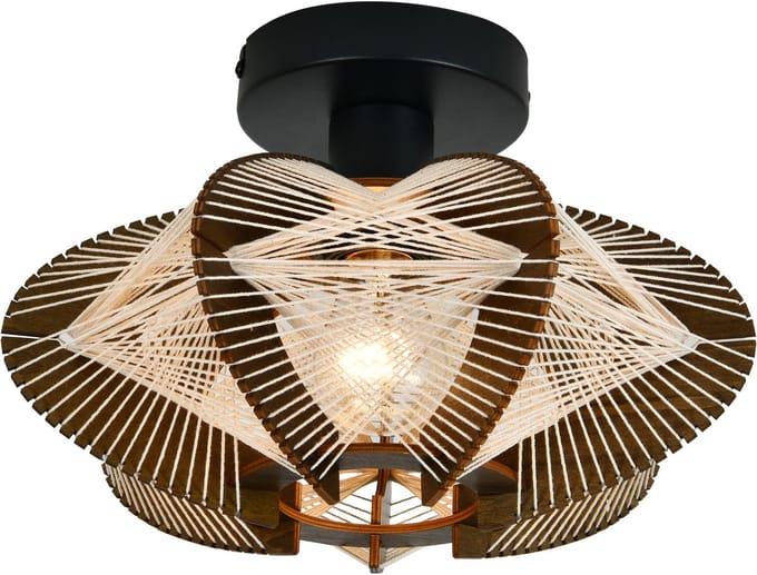 ETH Jessica Plafonniere 1 lichts 60w Walnut/Black 30cm