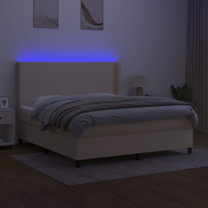vidaXL - LED - Box - Spring - Bed - met - hoofdeinde - Stof