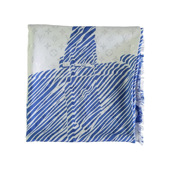 Louis Vuitton Blauw en Witte Alma Print Sjaal - '10s