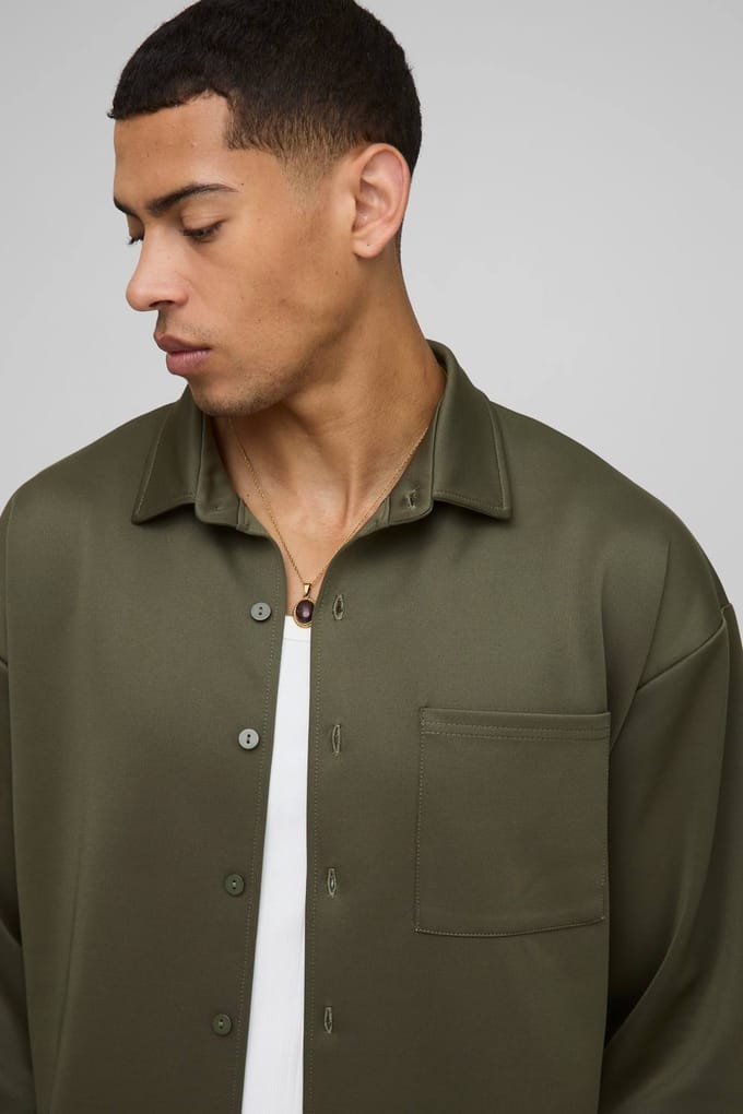 Oversized Scuba Harrington en Relaxed Short Set | Khaki | Size Medium