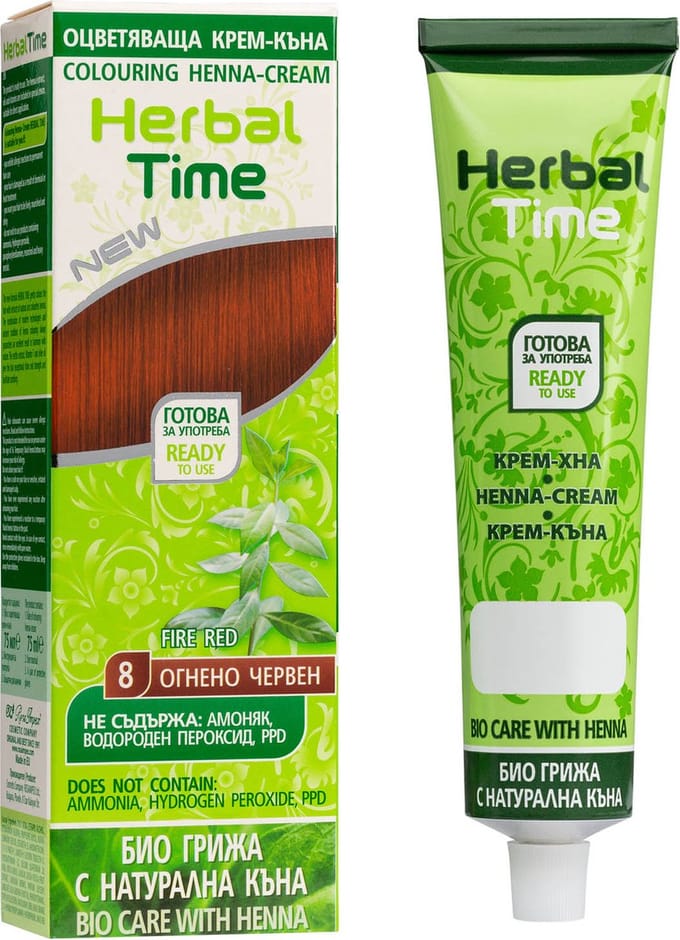 Herbal Time Henna Haarverf Fire Red – Rode Semi Permanente Haarkleuring – zonder Ammoniak/Peroxide/PPD – Natuurlijke Bio Haarkleuring – 75ml