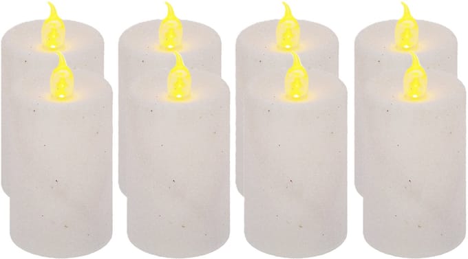 Feeric lights and christmas Kaarsen - 8x stuks - wit - LED - H7,5 cm - glans en glitterafwerking