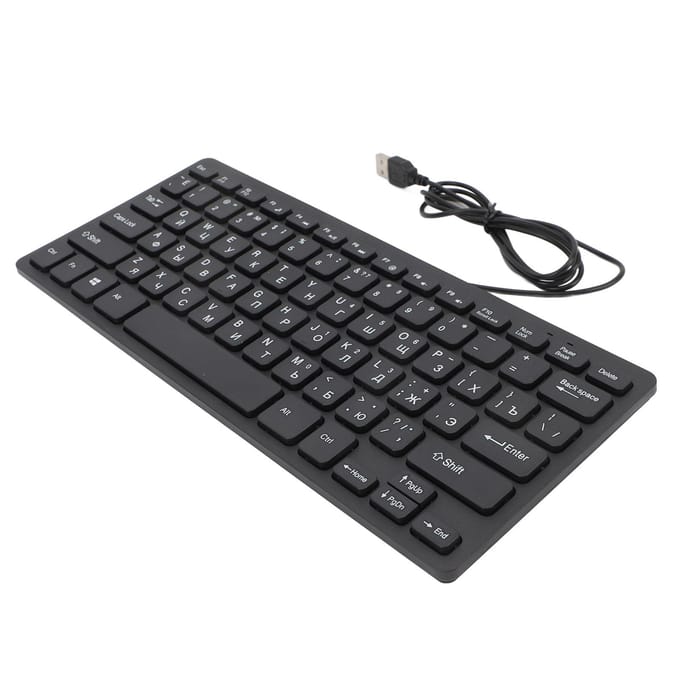 Clavier compact filaire USB ultra-fin à 78 touches avec bouton ergonomique pour ordinateur Arabic