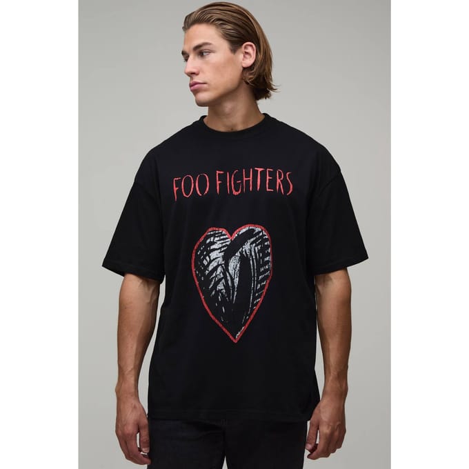 Oversized Foo Fighters Hart Licentie Print T-shirt | Black | Size Small