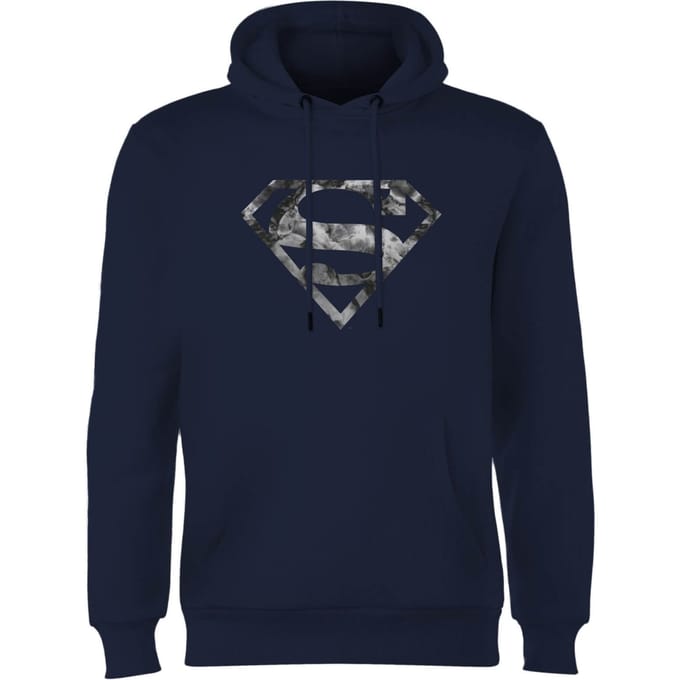 Marble Superman Logo Hoodie - Navy - S
