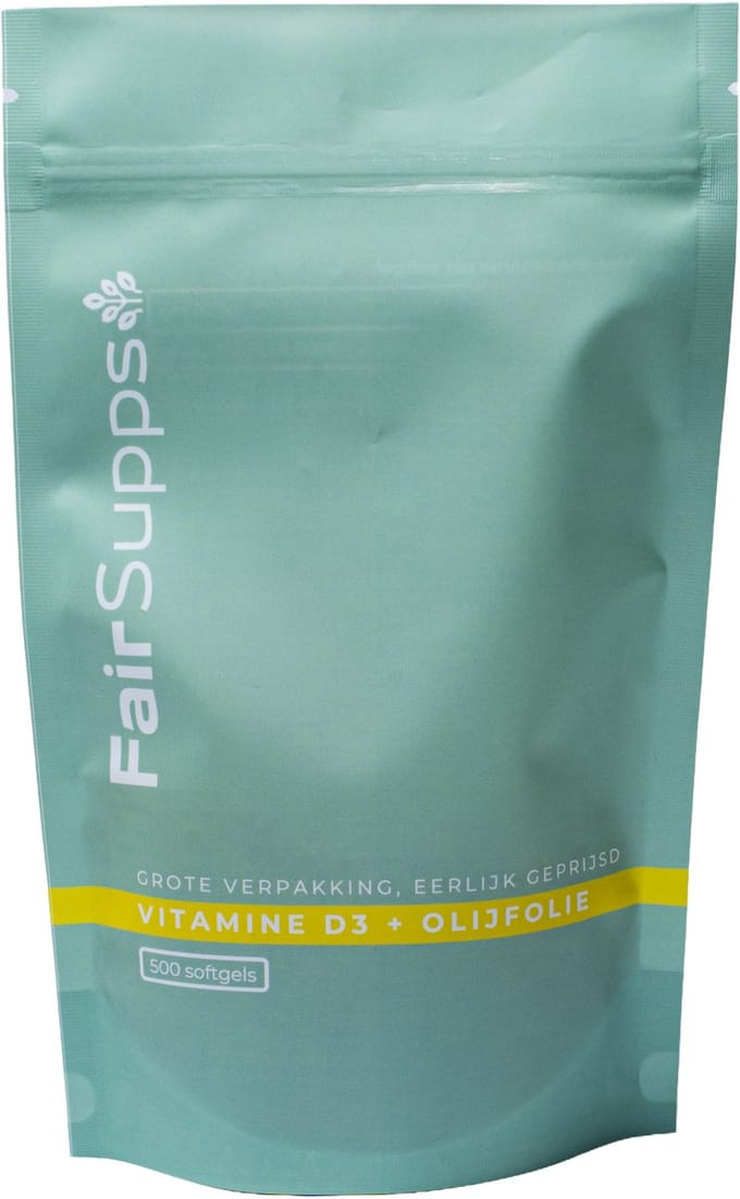 FairSupps Vitamine D3 + Olijfolie - 75 mcg (3000 IE) - 500 Softgels