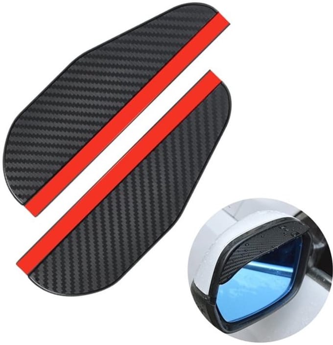 Allecto - Riloer 2pcs Car Rain Eyebrows - Pvc Carbon Fiber