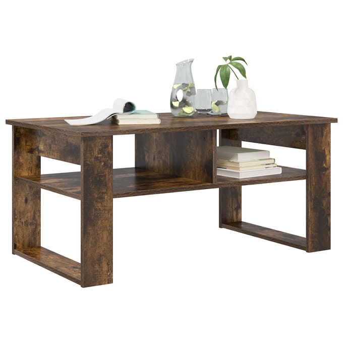 vidaXL - Salontafel - Rook - Eiken - 96 - x - 54 - x - 44 - cm - Bewerkt - hout