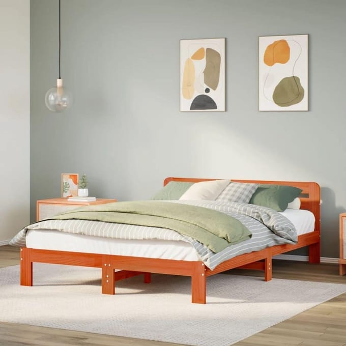 Houten Bedframe - Bed met Lattenbodem - Rustgevende Slaap - Opbergruimte Onder - 120 x 200 cm - Bruin