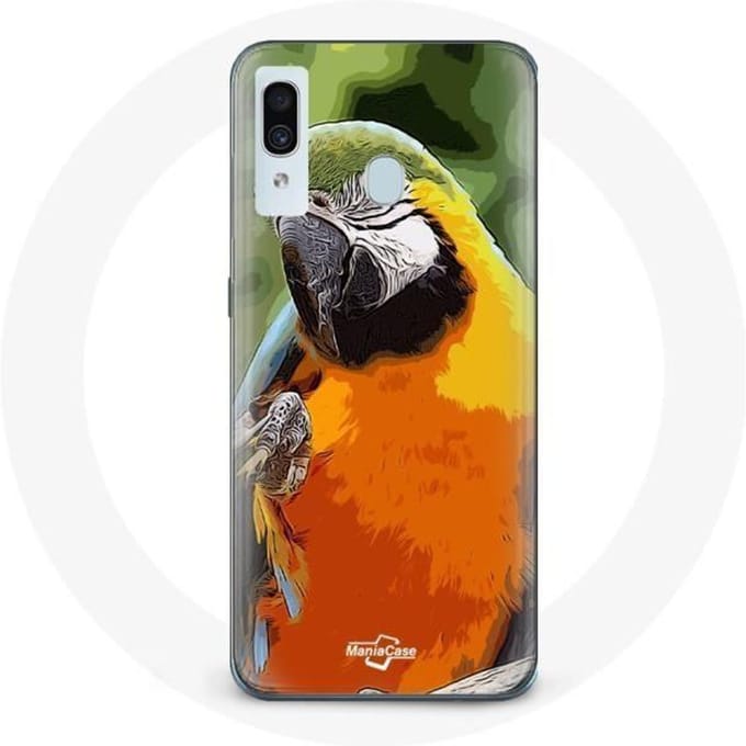 Coque pour Samsung Galaxy A20 Aras Perroquet Orange vert