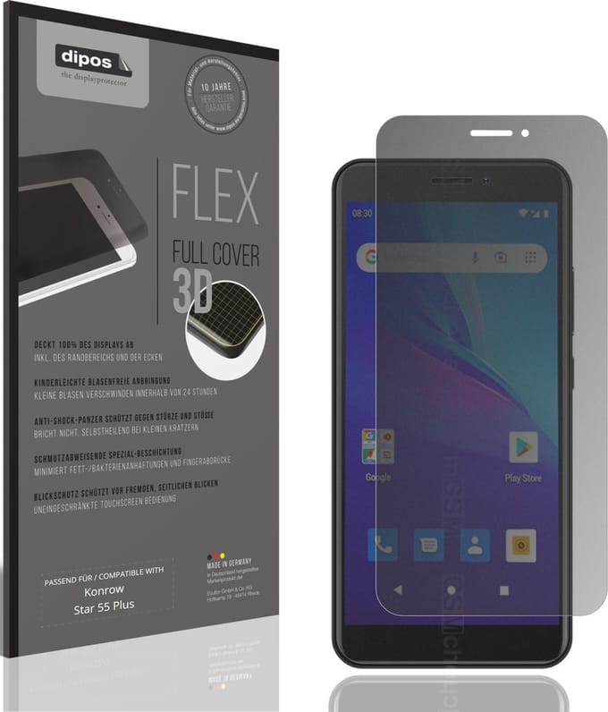 dipos FLEX – Matte Privacy Screenprotector geschikt voor Konrow Star 55 Plus | Volledige Schermbescherming | Case-Friendly