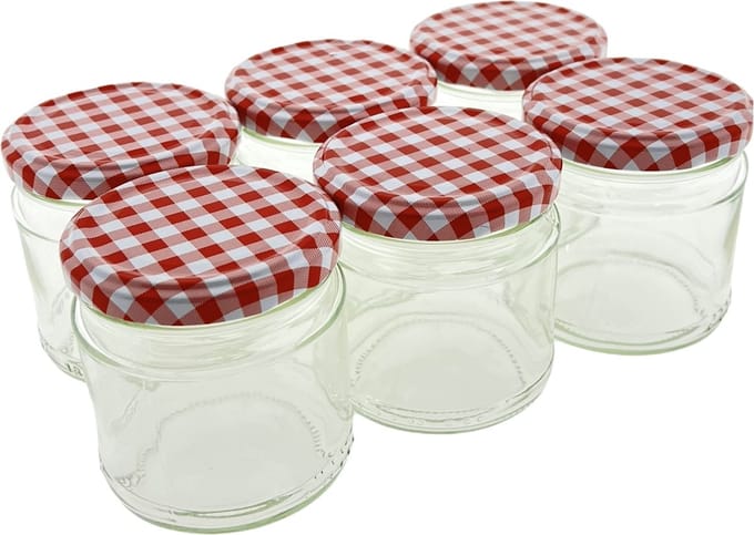 Confituurpot Jampot Inmaakpot met Geruite schroefdeksel van 210 ml - 6 stuks