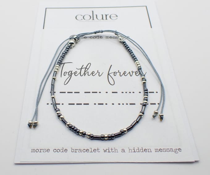 Colure® morse code armband glanzendgrijs Together Forever