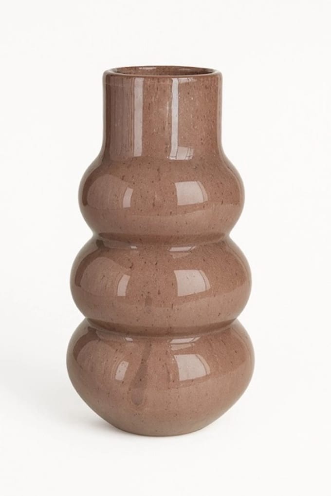 Vaas Lomami | Shiny Brown - Bruin | Mondgeblazen glas | D18xH30 cm
